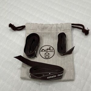 Hermes Beige and Brown Herringbone Belt Set